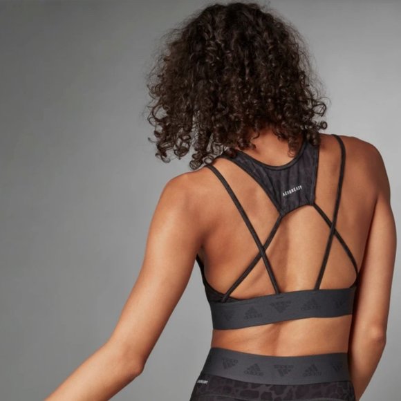 NEW Adidas Aeroready Hyperglam Light Support Bra Women's SZ XL HM8638 BLACK - Picture 8 of 8